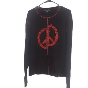 John Varvatos Wythe Off Kilter Peace Sign Sweater NWT Lambswool Blend Si…